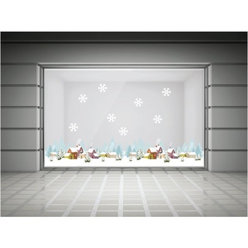 Decal trang trí noel chân tường thành phố tuyết