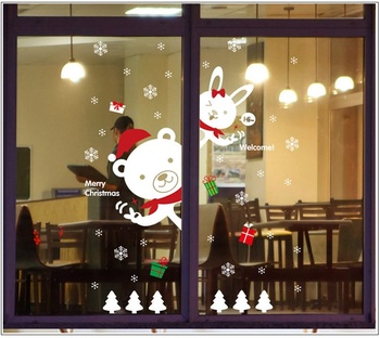 Decal trang trí Noel Gấu và Thỏ