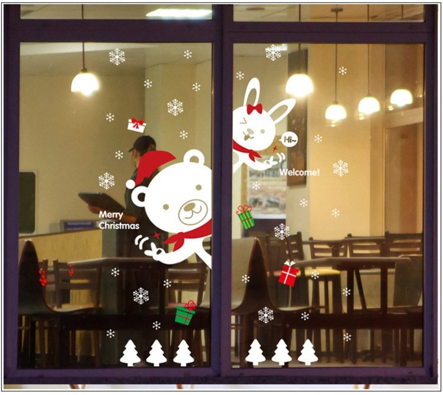 Decal trang trí Noel Gấu và Thỏ