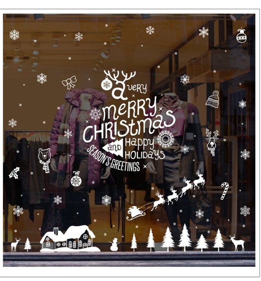 Decal trang trí Giáng sinh màu trắng