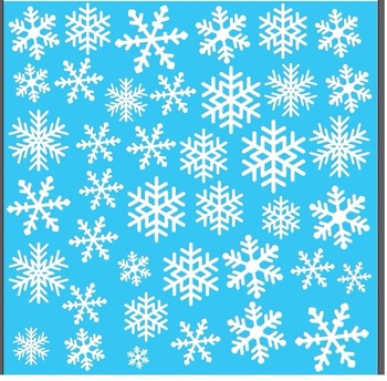 Decal trang trí Noel hoa tuyết trắng nền xanh