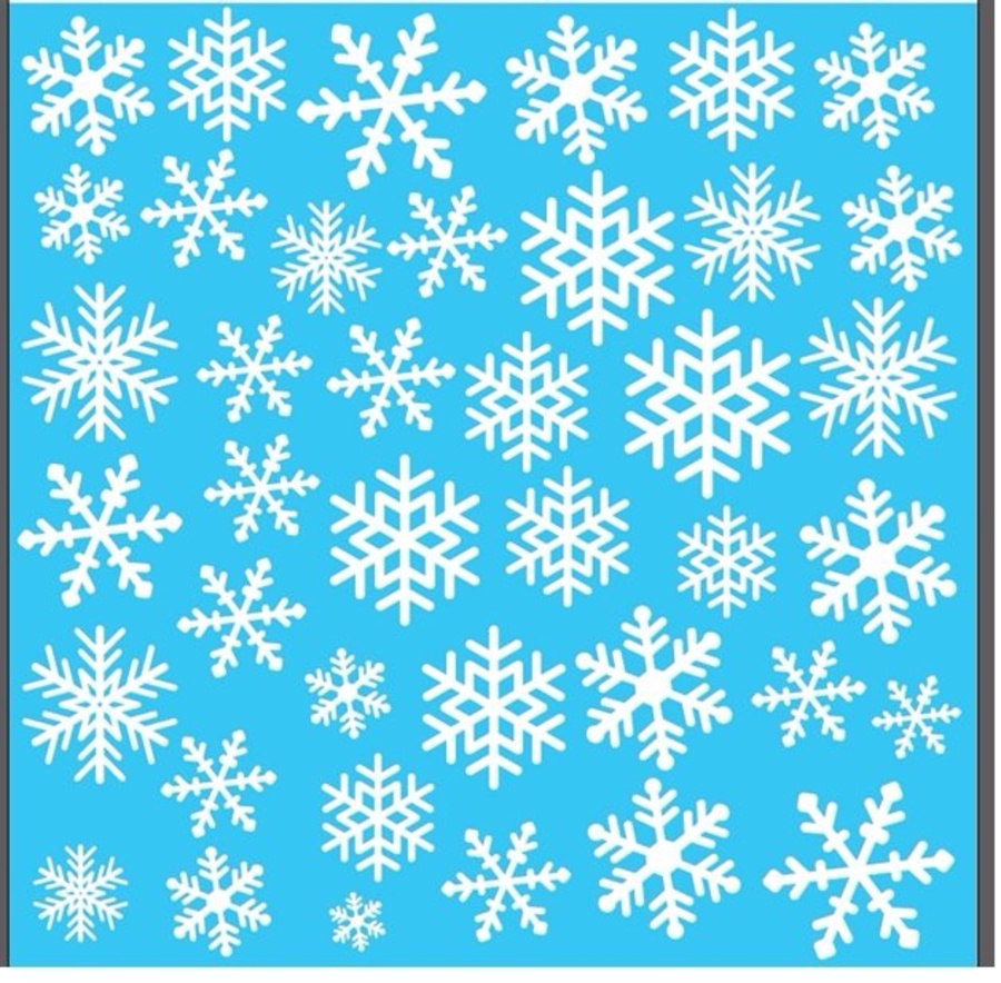 Decal trang trí Noel hoa tuyết trắng nền xanh