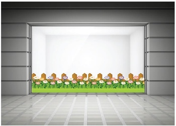 Decal trang trí tết chân tường Hàng rào hoa xuân