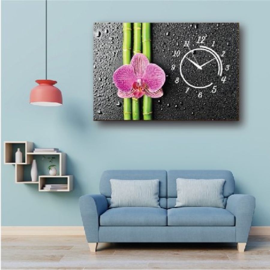 Tranh đồng ba cành hoa lan tím