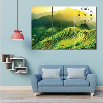 Tranh đồng hồ phong cảnh ruộng bậc thang
