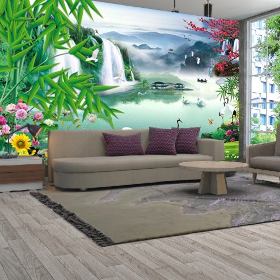 Tranh Sơn Thủy Thác Nước hùng vĩ nên thơ