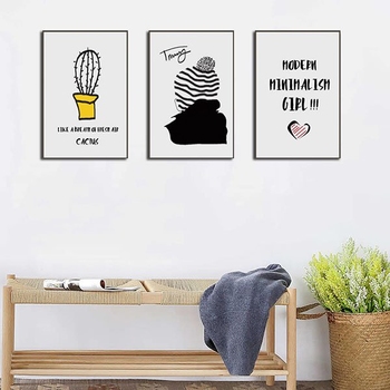 Tranh nghệ thuật trừu tường cô gái và xương rồng