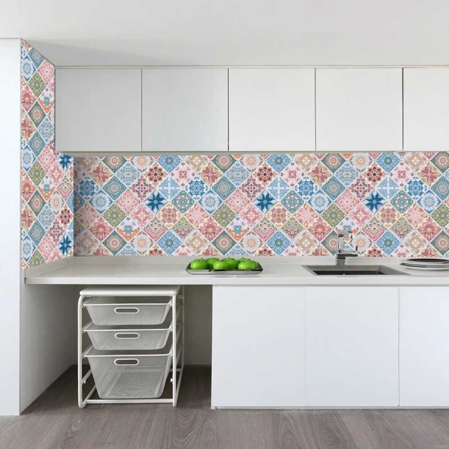 Decal dán bếp gạch bông