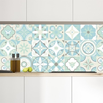 Decal gạch bông hoa văn xanh nhạt (HG)