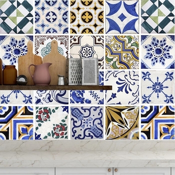 Decal gạch bông hoa văn màu sắc 2 (HG)