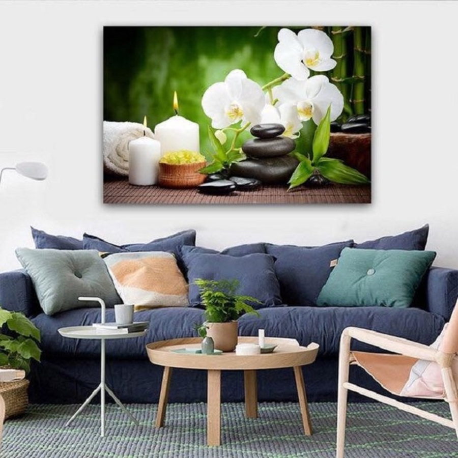 Tranh treo tường spa 1 tấm hoa lan trắng