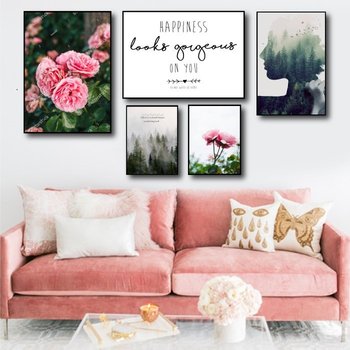 Tranh treo tường hồng nhung và thiếu nữ