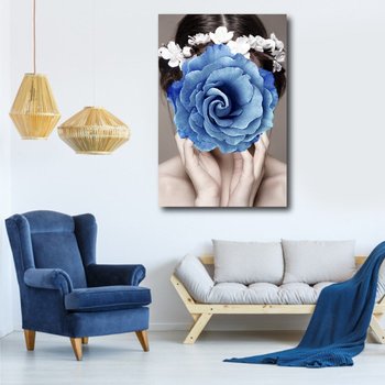 Tranh treo tường nghệ thuật cô gái hoa xanh