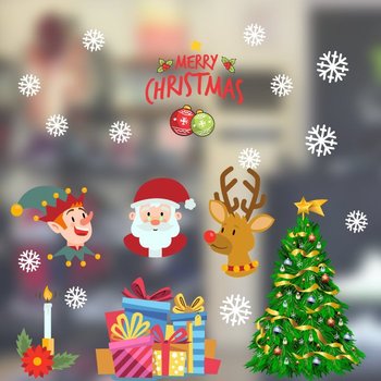 Decal trang trí noel ông già noel và chú hề vui vẻ
