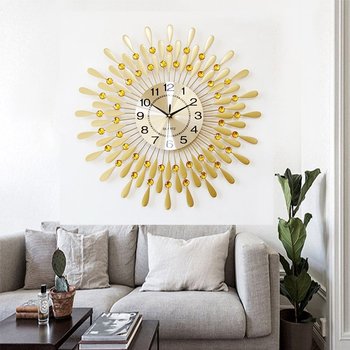 Đồng hồ treo tường đính đá Vàng