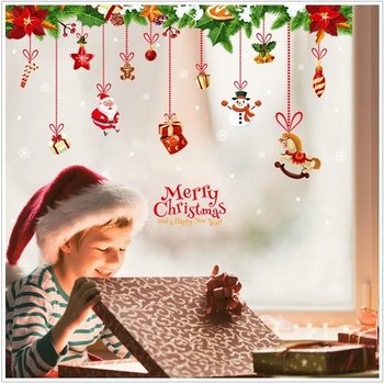 Decal 2 mặt trang trí noel dây treo hộp quà ngựa gỗ