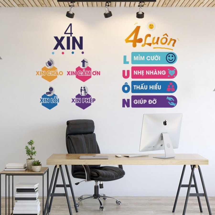 Decal văn phòng 4 xin 4 luôn