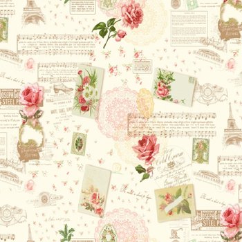 Giấy dán tường paris và hoa GHQ35003