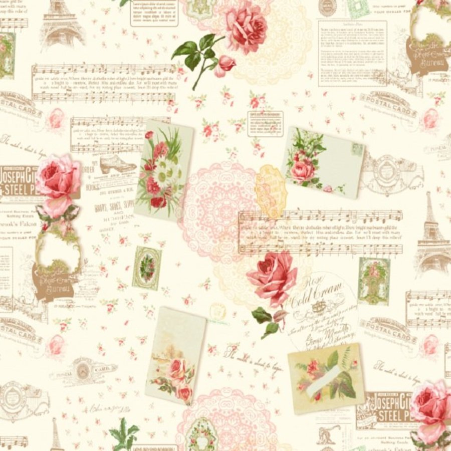 Giấy dán tường paris và hoa GHQ35003