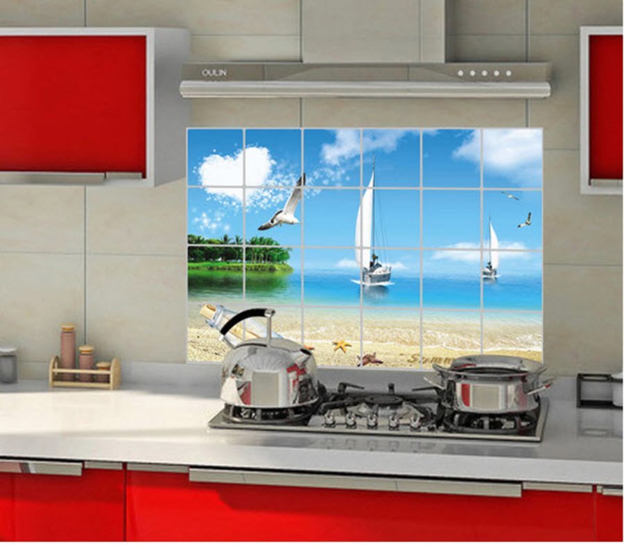 Decal Dán Bếp Thuyền Buồm size 60x90