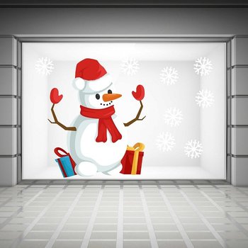 decal trang trí noel người tuyết và hộp quà