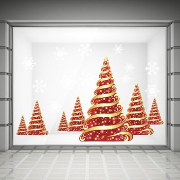 Decal trang trí noel cây thông đỏ