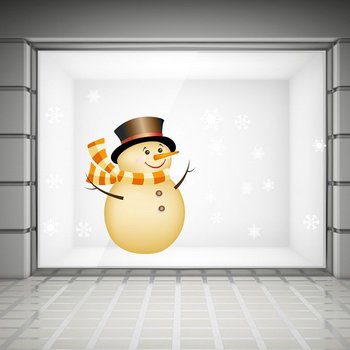 Decal trang trí noel người tuyết choàng khăn ấm