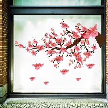Decal trang trí tết cành đào hồng 2