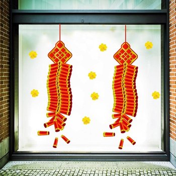 Decal trang trí tết pháo xuân