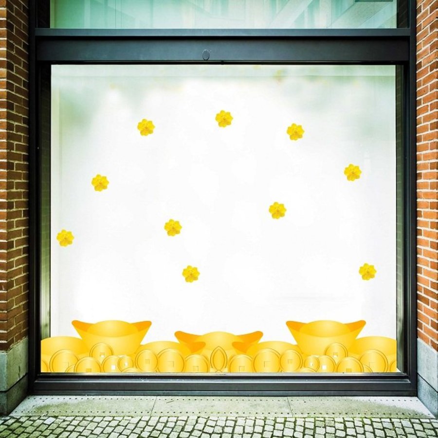 Decal trang trí tết thỏi vàng phát tài