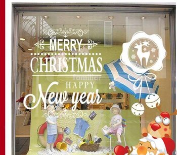Decal noel dán kính merry christmas and happy new year