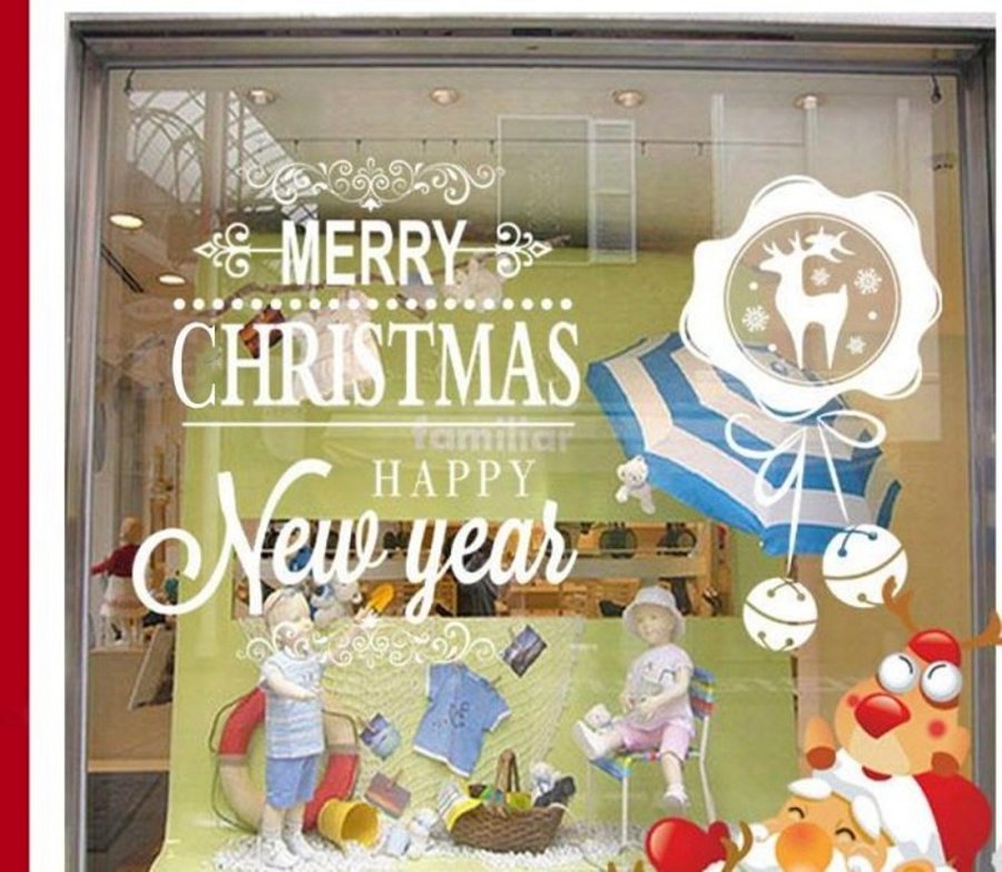 Decal noel dán kính merry christmas and happy new year