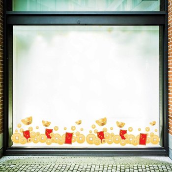 Decal trang trí tết chân tường tiền vàng may mắn