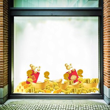 Decal trang trí tết chân tường tiền vàng