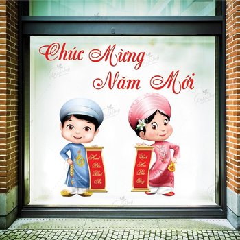 Decal bé chúc tết