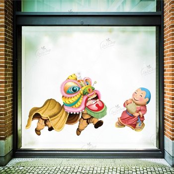 Decal lân địa múa ngày tết