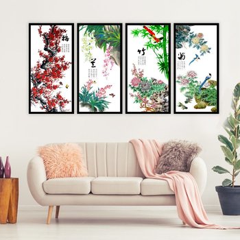 Bộ tranh tứ quý Đào Lan Trúc Cúc 3