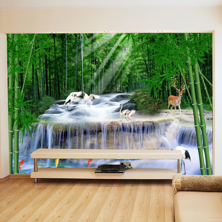 Tranh dán tường 3D Thác nước thiên nhiên