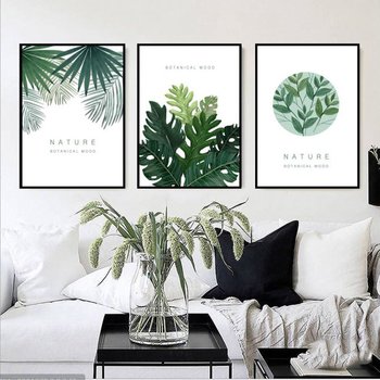 Bộ 3 tranh treo tường lá xanh đơn đẹp, hiện đại