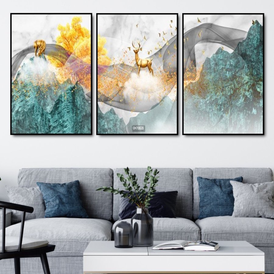 Tranh Treo Tường 3D Hươu Vàng Vượt Ngân Hà