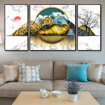 Tranh Treo Tường 3D Hươu Vàng Nghệ Thuật