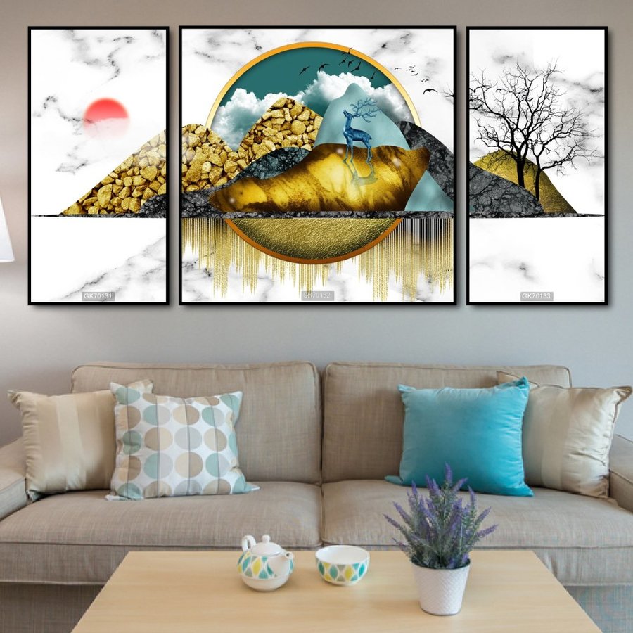 Tranh Treo Tường 3D Hươu Vàng Nghệ Thuật