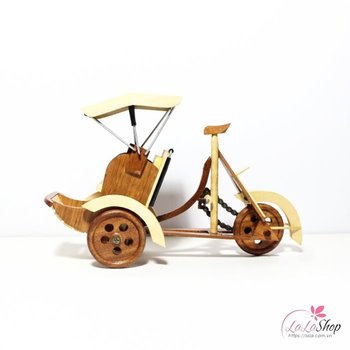 Xích lô gỗ mỹ nghệ nhỏ kích thước 24x15x8cm