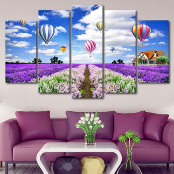 Tranh treo tường đồng hoa tím và khí cầu