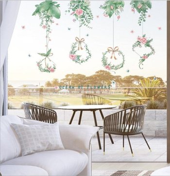 Decal dán tường vòng hoa và dây treo