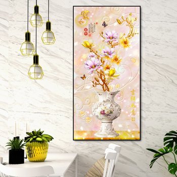 Tranh treo tường 3D chậu hoa sứ vàng