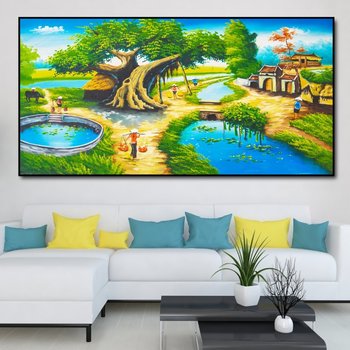 Tranh treo tường khung cảnh làng quê