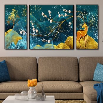 Tranh Treo Tường Nghệ Thuật Hươu Vàng Khoe Sắc