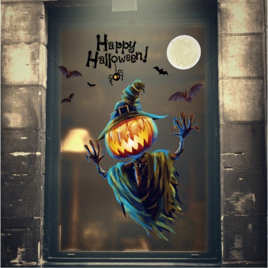 Decal trang trí halloween bóng ma bí ngô