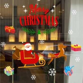 Decal trang trí noel ông già noel và túi quà hạnh phúc